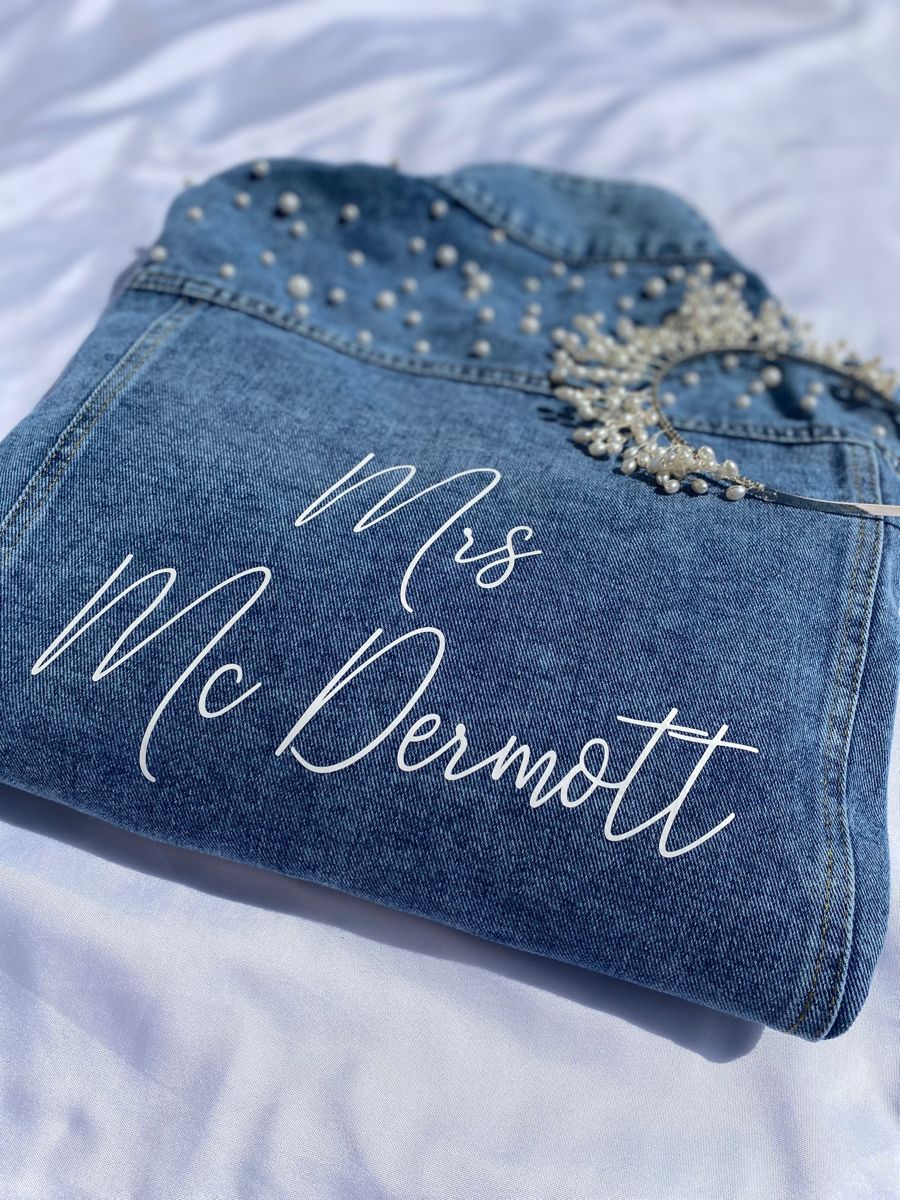 Blue Pearl Embellished Denim Jacket- No gift box