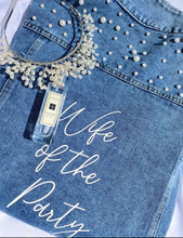 Load image into Gallery viewer, Blue Pearl Embellished Denim Jacket- No gift box
